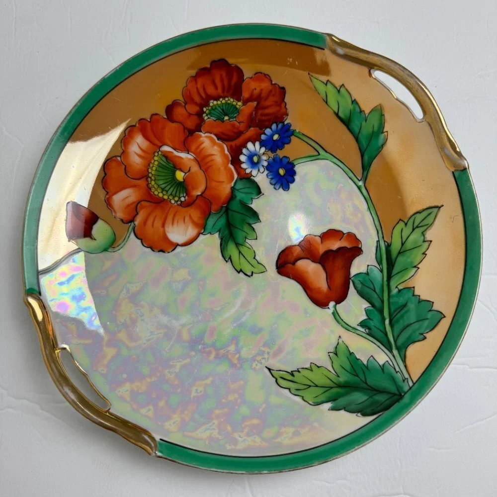 Vintage Noritake Hand Painted Plate Poppies
